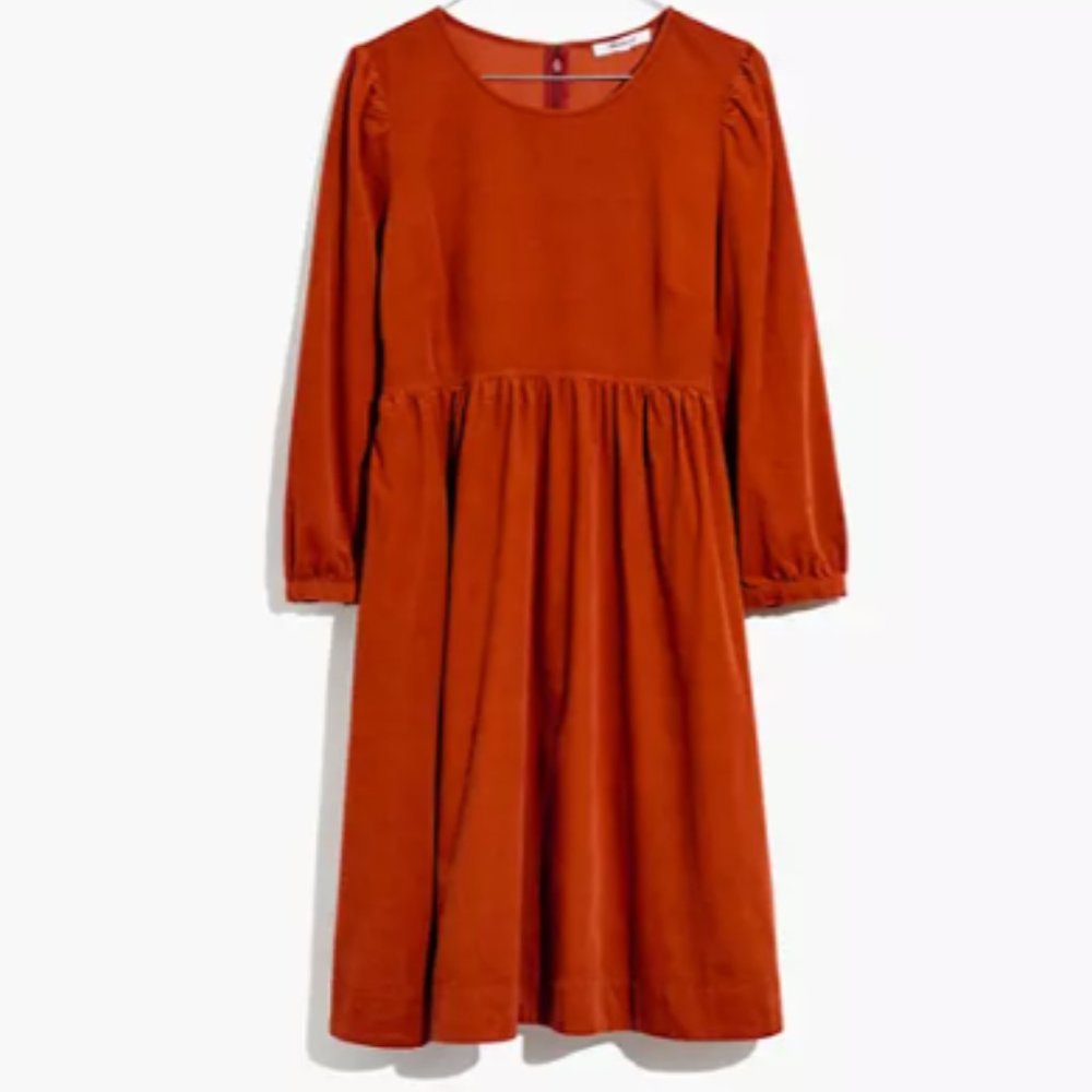 NWT Madewell Corduroy Puff-Sleeve Mini Dress - XS